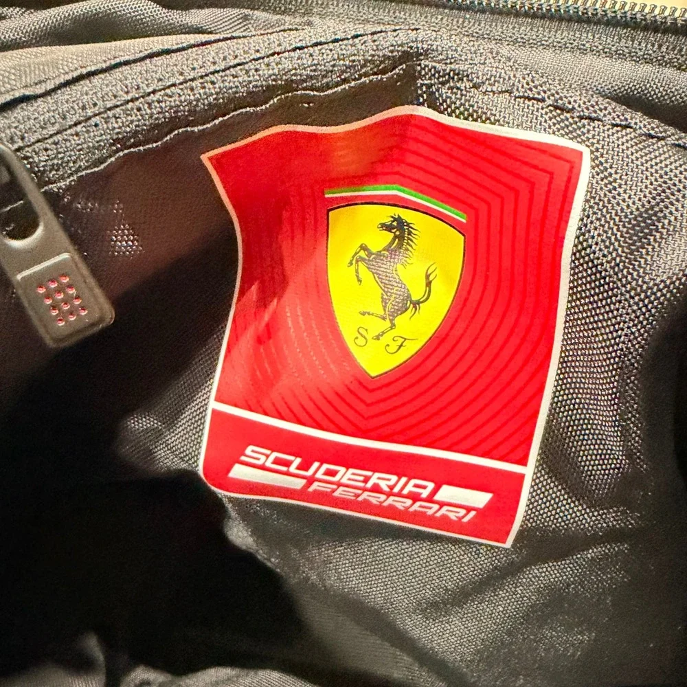 Ferrari Duffel Bag Mens OS Black Red Excellent Scuderia Nylon Travel Gym Bag